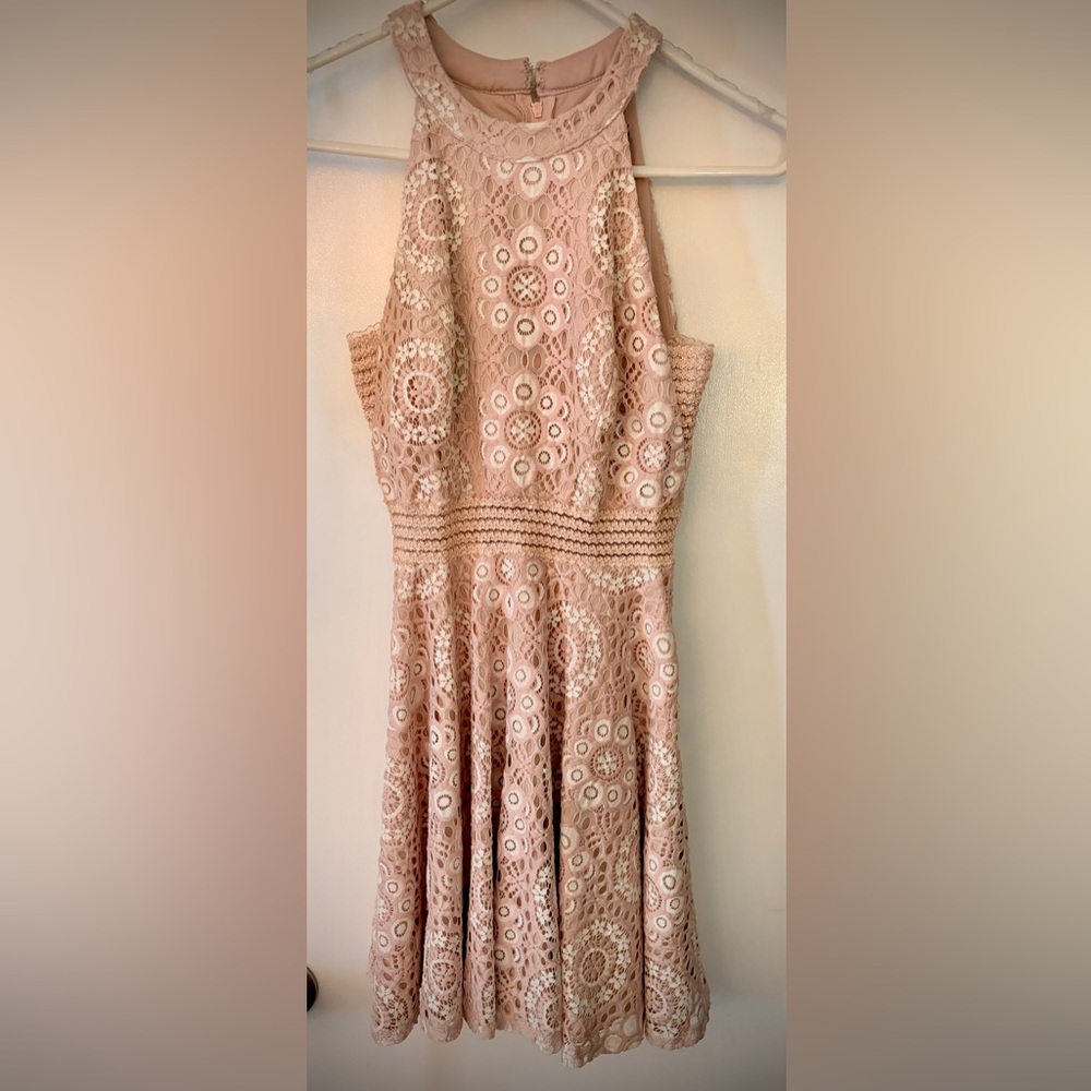 Chic Blush Lace Mini Dress